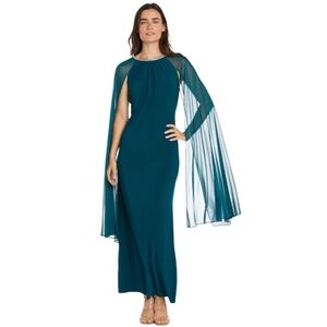 Emerald Green Gown With Cape